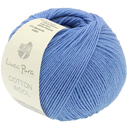 LANA GROSSA Cotton Wool | Klassisches Schurwollgarn mit Baumwolle | Handstrickgarn aus 53% Schurwolle (Merino extrafein) & 47% Baumwolle | 50g Wolle zum Stricken & Häkeln | 195m Garn FB 4 von Lana Grossa