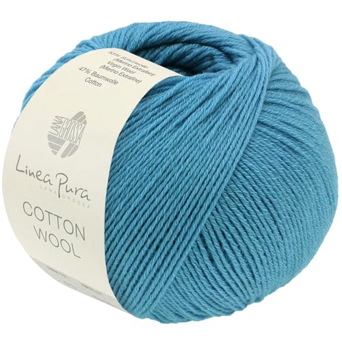 LANA GROSSA Cotton Wool | Klassisches Schurwollgarn mit Baumwolle | Handstrickgarn aus 53% Schurwolle (Merino extrafein) & 47% Baumwolle | 50g Wolle zum Stricken & Häkeln | 195m Garn FB 33 von Lana Grossa