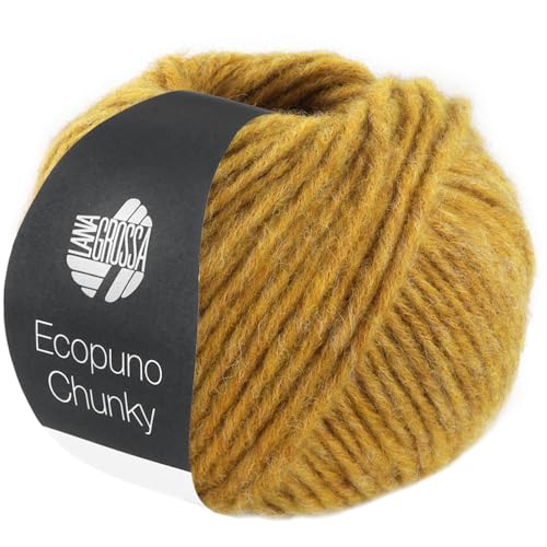 LANA GROSSA Ecopuno Chunky | Superleichtes, flauschiges Effektgarn mit Baby Alpaka | Handstrickgarn aus 33% Schurwolle (Merino) & 19% Alpaka Wolle | 50g Wolle zum Stricken & Häkeln | 70m Garn von Lana Grossa