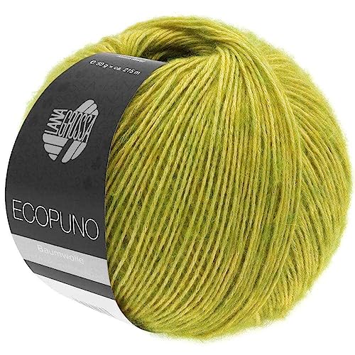 LANA GROSSA Ecopuno | Edle Netzgarnstruktur aus Baumwolle gefüllt mit Merino/Alpaka | Handstrickgarn aus 17% Schurwolle (Merino) & 11% Alpaka Wolle | 50g Wolle zum Stricken & Häkeln | 215m Garn von Lana Grossa