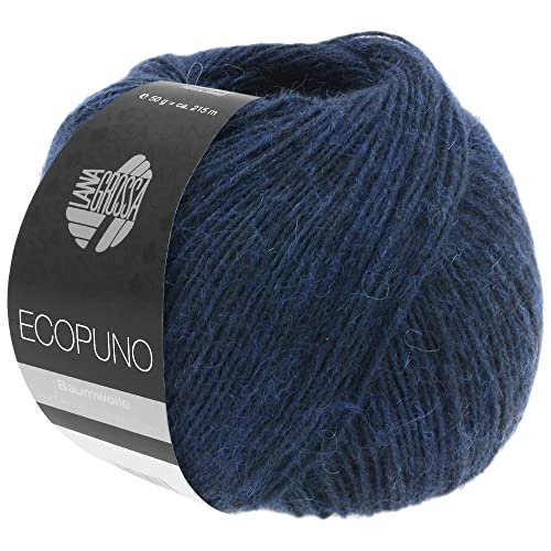 LANA GROSSA Ecopuno | Edle Netzgarnstruktur aus Baumwolle gefüllt mit Merino/Alpaka | Handstrickgarn aus 17% Schurwolle (Merino) & 11% Alpaka Wolle | 50g Wolle zum Stricken & Häkeln | 215m Garn von Lana Grossa