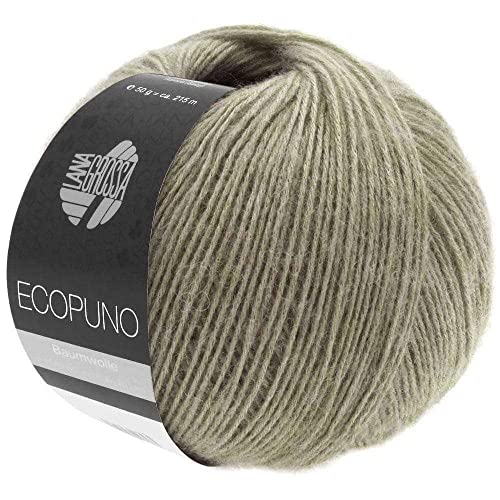 LANA GROSSA Ecopuno | Edle Netzgarnstruktur aus Baumwolle gefüllt mit Merino/Alpaka | Handstrickgarn aus 17% Schurwolle (Merino) & 11% Alpaka Wolle | 50g Wolle zum Stricken & Häkeln | 215m Garn von Lana Grossa