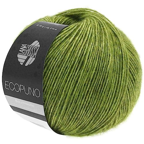 LANA GROSSA Ecopuno | Edle Netzgarnstruktur aus Baumwolle gefüllt mit Merino/Alpaka | Handstrickgarn aus 17% Schurwolle (Merino) & 11% Alpaka Wolle | 50g Wolle zum Stricken & Häkeln | 215m Garn von Lana Grossa