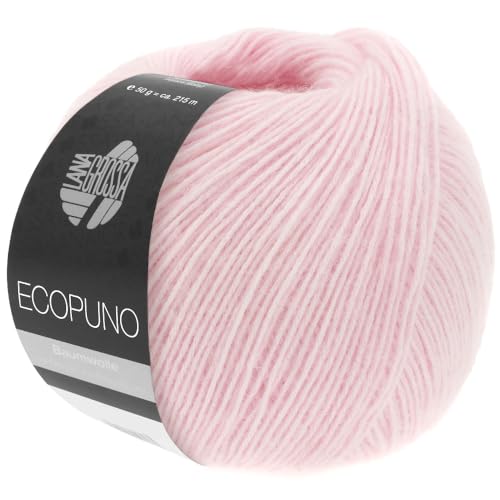 LANA GROSSA Ecopuno | Edle Netzgarnstruktur aus Baumwolle gefüllt mit Merino/Alpaka | Handstrickgarn aus 17% Schurwolle (Merino) & 11% Alpaka Wolle | 50g Wolle zum Stricken & Häkeln | 215m Garn von Lana Grossa