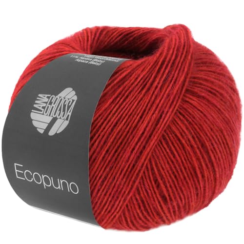 LANA GROSSA Ecopuno | Edle Netzgarnstruktur aus Baumwolle gefüllt mit Merino/Alpaka | Handstrickgarn aus 17% Schurwolle & 11% Alpaka Wolle | 50g Wolle zum Stricken & Häkeln | 215m Garn FB 81 von Lana Grossa