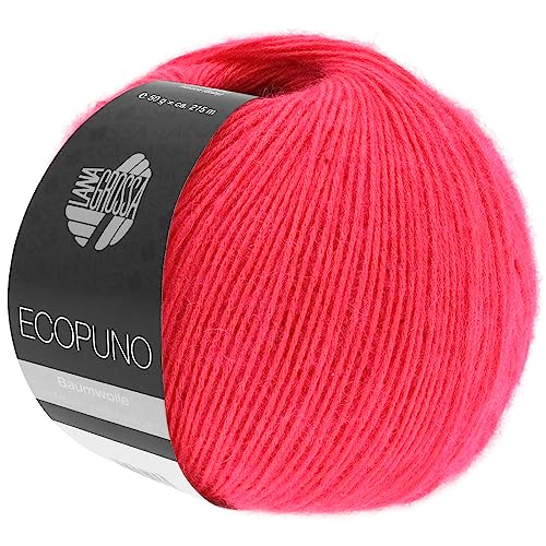 LANA GROSSA Ecopuno | Edle Netzgarnstruktur aus Baumwolle gefüllt mit Merino/Alpaka | Handstrickgarn aus 17% Schurwolle (Merino) & 11% Alpaka Wolle | 50g Wolle zum Stricken & Häkeln | 215m Garn von Lana Grossa