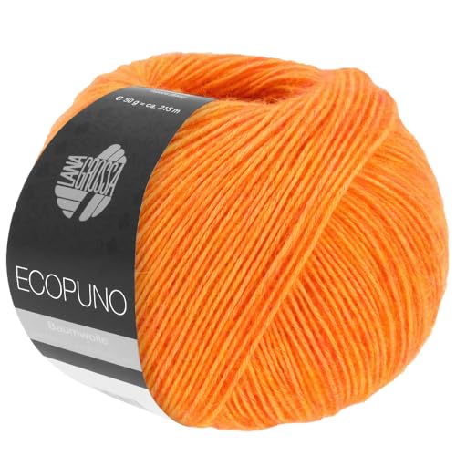 LANA GROSSA Ecopuno | Edle Netzgarnstruktur aus Baumwolle gefüllt mit Merino/Alpaka | Handstrickgarn aus 17% Schurwolle (Merino) & 11% Alpaka Wolle | 50g Wolle zum Stricken & Häkeln | 215m Garn von Lana Grossa