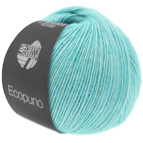 LANA GROSSA Ecopuno | Edle Netzgarnstruktur aus Baumwolle gefüllt mit Merino/Alpaka | Handstrickgarn aus 17% Schurwolle & 11% Alpaka Wolle | 50g Wolle zum Stricken & Häkeln | 215m Garn FB 28 von Lana Grossa