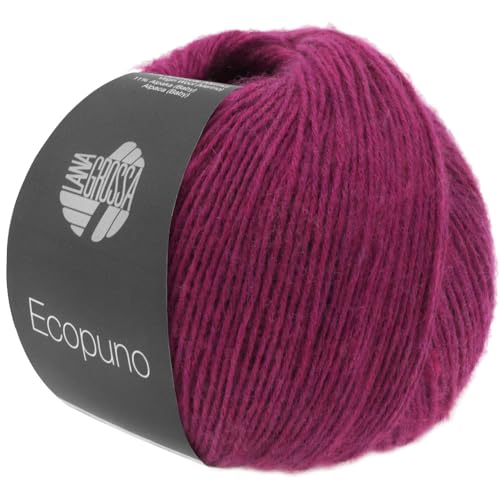 LANA GROSSA Ecopuno | Edle Netzgarnstruktur aus Baumwolle gefüllt mit Merino/Alpaka | Handstrickgarn aus 17% Schurwolle & 11% Alpaka Wolle | 50g Wolle zum Stricken & Häkeln | 215m Garn FB 22 von Lana Grossa