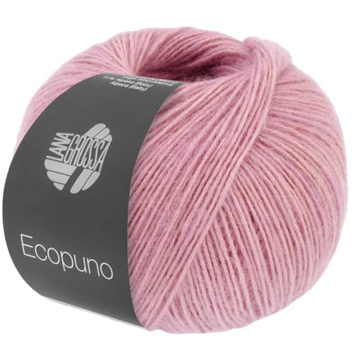 LANA GROSSA Ecopuno | Edle Netzgarnstruktur aus Baumwolle gefüllt mit Merino/Alpaka | Handstrickgarn aus 17% Schurwolle (Merino) & 11% Alpaka Wolle | 50g Wolle zum Stricken & Häkeln | 215m Garn von Lana Grossa