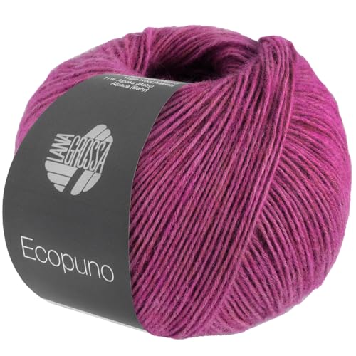 LANA GROSSA Ecopuno | Edle Netzgarnstruktur aus Baumwolle gefüllt mit Merino/Alpaka | Handstrickgarn aus 17% Schurwolle & 11% Alpaka Wolle | 50g Wolle zum Stricken & Häkeln | 215m Garn FB 209 von Lana Grossa