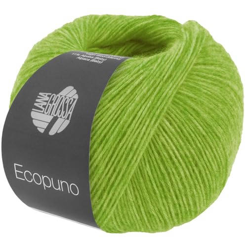 LANA GROSSA Ecopuno | Edle Netzgarnstruktur aus Baumwolle gefüllt mit Merino/Alpaka | Handstrickgarn aus 17% Schurwolle & 11% Alpaka Wolle | 50g Wolle zum Stricken & Häkeln | 215m Garn FB 215 von Lana Grossa