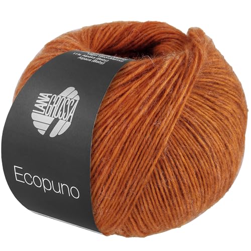 LANA GROSSA Ecopuno | Edle Netzgarnstruktur aus Baumwolle gefüllt mit Merino/Alpaka | Handstrickgarn aus 17% Schurwolle (Merino) & 11% Alpaka Wolle | 50g Wolle zum Stricken & Häkeln | 215m Garn von Lana Grossa
