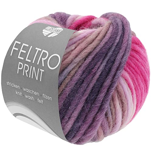 LANA GROSSA Feltro Print | Filzgarn für Kreativhandwerk, hochwertige Wolle zum Nass- und Trockenfilzen | Handstrickgarn aus 100% Schurwolle | 50g Wolle zum Stricken & Häkeln | 50m FB 396 von Lana Grossa
