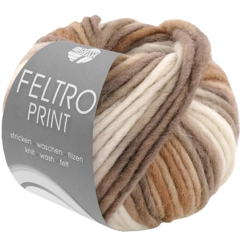 LANA GROSSA Feltro Print | Filzgarn für Kreativhandwerk, hochwertige Wolle zum Nass- und Trockenfilzen | Handstrickgarn aus 100% Schurwolle | 50g Wolle zum Stricken & Häkeln | 50m von Lana Grossa