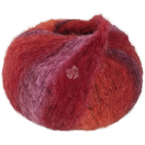 LANA GROSSA Gigante | Voluminöses Alpakagarn mit Effektstruktur und Streifen im Farbverlauf | Handstrickgarn aus 70% Alpaka (Fein) & 30% Polyamid | 100g Wolle zum Stricken & Häkeln | 300m Garn FB 17 von Lana Grossa