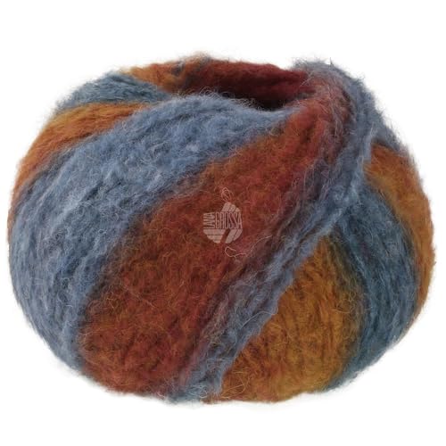 LANA GROSSA Gigante | Voluminöses Alpakagarn mit Effektstruktur und Streifen im Farbverlauf | Handstrickgarn aus 70% Alpaka (Fein) & 30% Polyamid | 100g Wolle zum Stricken & Häkeln | 300m Garn FB 19 von Lana Grossa