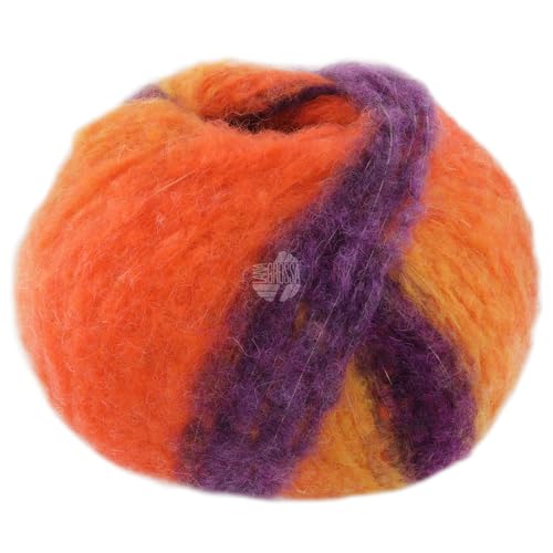 LANA GROSSA Gigante | Handstrickgarn aus 70% Alpaka (Fein) & 30% Polyamid | 100g Wolle zum Stricken & Häkeln | 300m Garn | Dunkelviolett/Gelb/Graulila/Orange/Blauviolett - 2 von Lana Grossa
