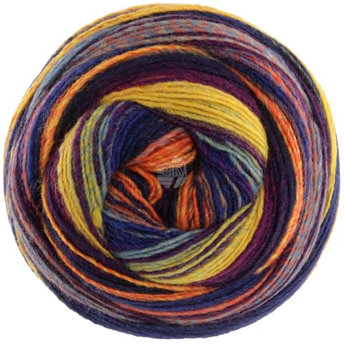 LANA GROSSA Gomitolo Arte | Dochtgarn mit unterschiedlichen Degrade-Farbverläufen | Handstrickgarn aus 60% Schurwolle & 40% Polyacryl | 200g Wolle zum Stricken & Häkeln | 700m Garn FB 1020 von Lana Grossa