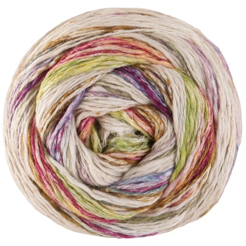 LANA GROSSA Gomitolo Hippie | Baumwoll-Leinengarn mit Hanffasern und Effektstreifen-Druck | Handstrickgarn aus 66% Baumwolle, 30% Hanf & 4% Leinen |100g Wolle zum Stricken & Häkeln | 300m Garn von Lana Grossa