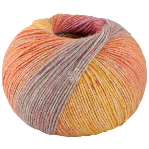 LANA GROSSA Gomitolo Mambo | Flauschig Baumwollgarn mit interessantem Streifen-Farbverlauf aus dem Knäuel | Handstrickgarn aus 100% Baumwolle (Bio) |100g Wolle zum Stricken & Häkeln | 240m Garn von Lana Grossa