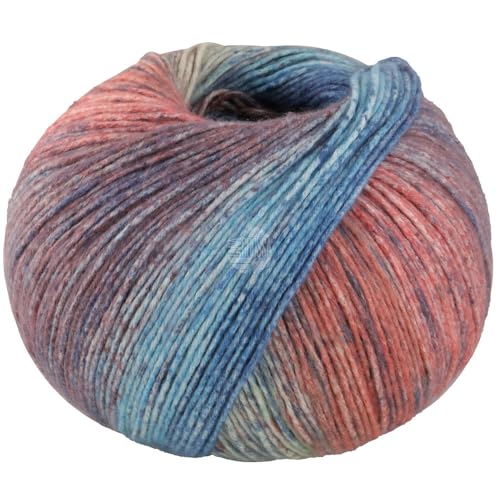 LANA GROSSA Gomitolo Mambo | Flauschig Baumwollgarn mit interessantem Streifen-Farbverlauf aus dem Knäuel | Handstrickgarn aus 100% Baumwolle (Bio) |100g Wolle zum Stricken & Häkeln | 240m Garn von Lana Grossa