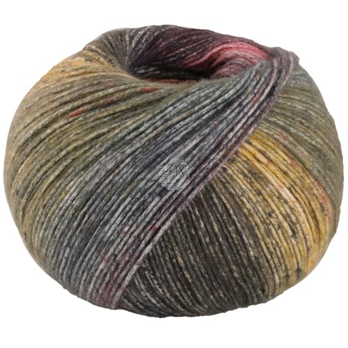 LANA GROSSA Gomitolo Mambo | Flauschig Baumwollgarn mit interessantem Streifen-Farbverlauf aus dem Knäuel | Handstrickgarn aus 100% Baumwolle (Bio) |100g Wolle zum Stricken & Häkeln | 240m Garn von Lana Grossa