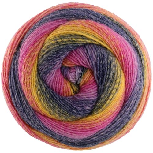 LANA GROSSA Gomitolo Versione | Dochtgarn mit Farbverlauf | Handstrickgarn aus 60% Schurwolle & 40% Polyacryl | 200g Wolle zum Stricken & Häkeln | 700m Garn FB 451 von Lana Grossa
