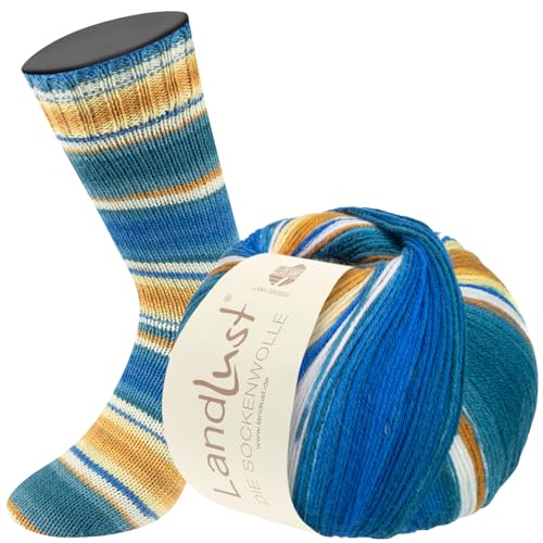 LANA GROSSA Landlust die Sockenwolle | Garn aus Merinowolle in verschiedenen Farben | Handstrickgarn aus 80% Schurwolle (Merino) & 20% Polyamid | 100g Wolle zum Stricken & Häkeln | 420m Garn FB121 von Lana Grossa