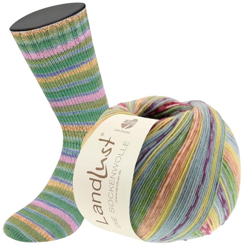 LANA GROSSA Landlust die Sockenwolle | Garn aus Merinowolle in verschiedenen Farben | Handstrickgarn aus 80% Schurwolle (Merino) & 20% Polyamid | 100g Wolle zum Stricken & Häkeln | 420m Garn FB423 von Lana Grossa