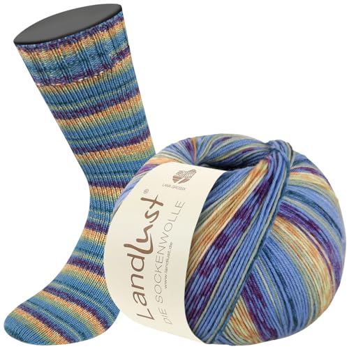 LANA GROSSA Landlust die Sockenwolle | Garn aus Merinowolle in verschiedenen Farben | Handstrickgarn aus 80% Schurwolle (Merino) & 20% Polyamid | 100g Wolle zum Stricken & Häkeln | 420m Garn FB424 von Lana Grossa