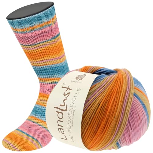 LANA GROSSA Landlust die Sockenwolle | Sockengarn aus Merinowolle in verschiedenen Farben | Handstrickgarn aus 80% Schurwolle (Merino) & 20% Polyamid | 100g Wolle zum Stricken & Häkeln | 420m Garn von Lana Grossa
