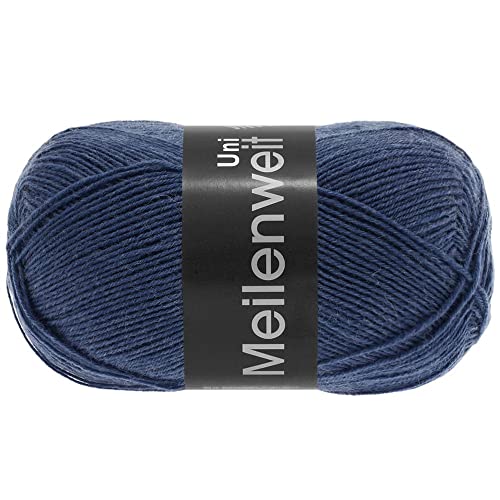 LANA GROSSA Meilenweit 100 | Sockenklassiker, uni und bedruckt, waschmaschienenfest | Handstrickgarn aus 80% Schurwolle & 20% Polyamid | 100g Wolle zum Stricken & Häkeln | 420m Garn von Lana Grossa