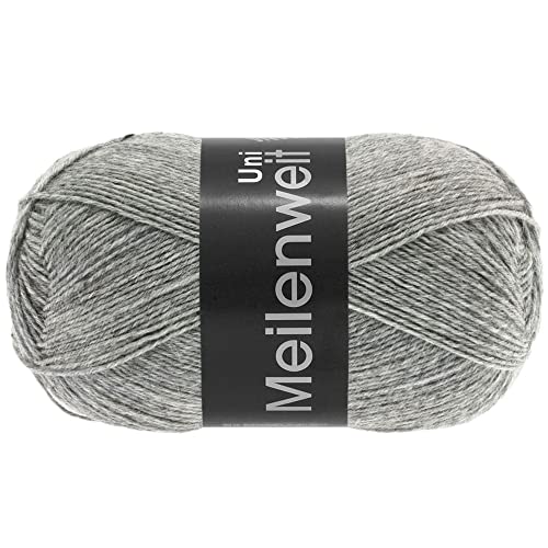 LANA GROSSA Meilenweit 100 | Sockenklassiker, uni und bedruckt, waschmaschienenfest | Handstrickgarn aus 80% Schurwolle & 20% Polyamid | 100g Wolle zum Stricken & Häkeln | 420m Garn von Lana Grossa
