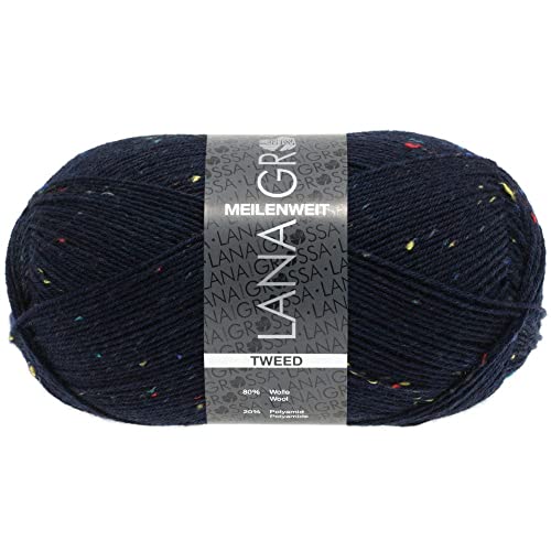 LANA GROSSA Meilenweit 100 | Sockenklassiker, uni und bedruckt, waschmaschienenfest | Handstrickgarn aus 80% Schurwolle & 20% Polyamid | 100g Wolle zum Stricken & Häkeln | 420m Garn von Lana Grossa