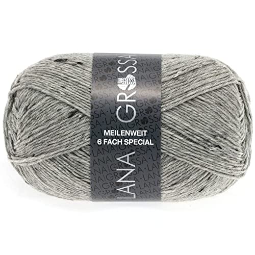 LANA GROSSA Meilenweit 6-fach 150 | 6-fädiger Sockenklassiker, waschmaschinenfest | Handstrickgarn 80% Schurwolle & 20% Polyamid | 150g Wolle zum Stricken & Häkeln | 390m Garn von Lana Grossa