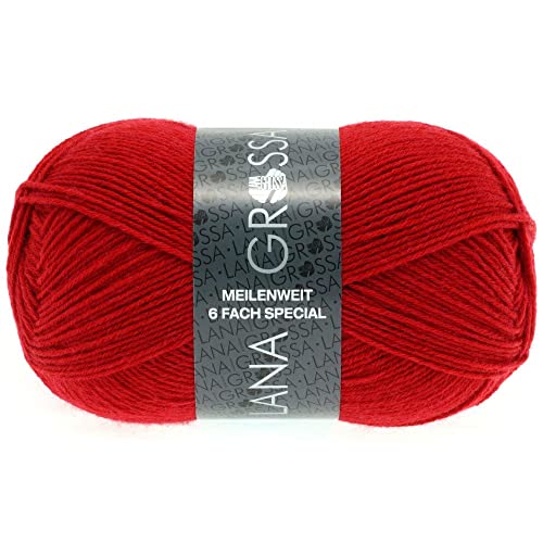 LANA GROSSA Meilenweit 6-fach 150 | 6-fädiger Sockenklassiker, waschmaschinenfest | Handstrickgarn 80% Schurwolle & 20% Polyamid | 150g Wolle zum Stricken & Häkeln | 390m Garn von Lana Grossa
