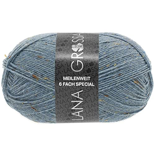 LANA GROSSA Meilenweit 6-fach 150 | 6-fädiger Sockenklassiker, waschmaschinenfest | Handstrickgarn 80% Schurwolle & 20% Polyamid | 150g Wolle zum Stricken & Häkeln | 390m Garn FB9227 von Lana Grossa