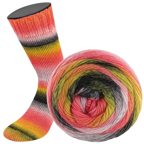 LANA GROSSA Meilenweit Color Mix | Merino-Dochtgarn mit Farbverlauf für Socken, waschmaschinenfest | Handstrickgarn aus 75% Schurwolle & 25% Polyamid | 100g Wolle zum Stricken & Häkeln | 400m Garn von Lana Grossa