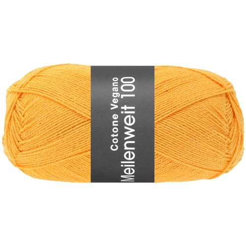 LANA GROSSA Meilenweit Cotone Vegano| Die Alternative ohne tierische Fasern | Handstrickgarn aus 76% Baumwolle, 14% Polyamid & 10% Polyester | 100g Wolle zum Stricken & Häkeln | 420m Garn FB20 von Lana Grossa