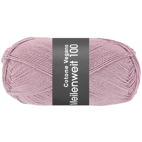 LANA GROSSA Meilenweit Cotone Vegano| Die Alternative ohne tierische Fasern | Handstrickgarn aus 76% Baumwolle, 14% Polyamid & 10% Polyester | 100g Wolle zum Stricken & Häkeln | 420m Garn FB17 von Lana Grossa