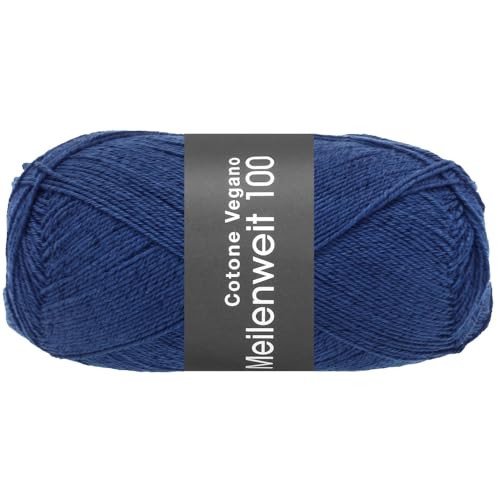 LANA GROSSA Meilenweit Cotone Vegano| Die Alternative ohne tierische Fasern | Handstrickgarn aus 76% Baumwolle, 14% Polyamid & 10% Polyester | 100g Wolle zum Stricken & Häkeln | 420m Garn FB22 von Lana Grossa
