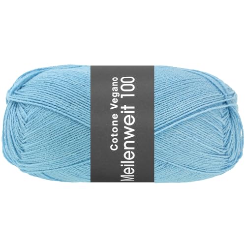 LANA GROSSA Meilenweit Cotone Vegano| Die Alternative ohne tierische Fasern | Handstrickgarn aus 76% Baumwolle, 14% Polyamid & 10% Polyester | 100g Wolle zum Stricken & Häkeln | 420m Garn FB5 von Lana Grossa