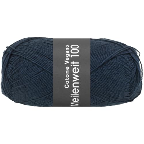 LANA GROSSA Meilenweit Cotone Vegano| Die Alternative ohne tierische Fasern | Handstrickgarn aus 76% Baumwolle, 14% Polyamid & 10% Polyester | 100g Wolle zum Stricken & Häkeln | 420m Garn FB11 von Lana Grossa