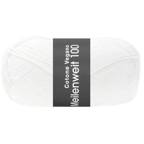 LANA GROSSA Meilenweit Cotone Vegano| Die Alternative ohne tierische Fasern | Handstrickgarn aus 76% Baumwolle, 14% Polyamid & 10% Polyester | 100g Wolle zum Stricken & Häkeln | 420m Garn FB16 von Lana Grossa