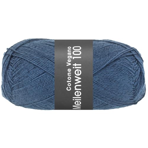 LANA GROSSA Meilenweit Cotone Vegano| Die Alternative ohne tierische Fasern | Handstrickgarn aus 76% Baumwolle, 14% Polyamid & 10% Polyester | 100g Wolle zum Stricken & Häkeln | 420m Garn FB23 von Lana Grossa
