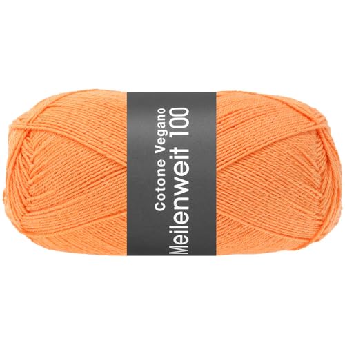 LANA GROSSA Meilenweit Cotone Vegano| Die Alternative ohne tierische Fasern | Handstrickgarn aus 76% Baumwolle, 14% Polyamid & 10% Polyester | 100g Wolle zum Stricken & Häkeln | 420m Garn FB25 von Lana Grossa