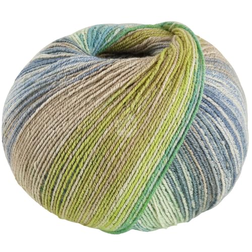 LANA GROSSA MW100 Cotton Bamboo Positano | 4-fädiger Baumwoll-Sockenklassiker | Handstrickgarn aus 40% Baumwolle, 25% Schurwolle, 20% Viskose (Bambus), 8% Polyamid & 7% Polyester | 420m & 100g Garn von Lana Grossa