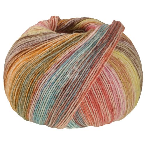 LANA GROSSA Meilenweit Hawaii | Hochwertiges Sockengarn mit Kaschmir-Anteil | Handstrickgarn aus 70% Schurwolle, 25% Polyamid & 5% Kaschmir | 100g Wolle zum Stricken & Häkeln | 420m Garn FB 4016 von Lana Grossa