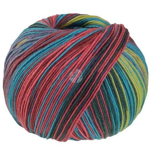 LANA GROSSA Meilenweit Seta Asia | Hochwertiges Sockengarn mit Seide | Handstrickgarn aus 55% Schurwolle (Merino), 25% Polyamid & 20% Seidenanteil | 100g Wolle zum Stricken & Häkeln, 420m Garn FB 3180 von Lana Grossa